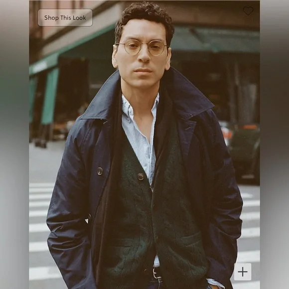 Mens JCrew Navy Blue Trench Coat Rivington car coat rain jacket size 38S - Picture 2 of 13